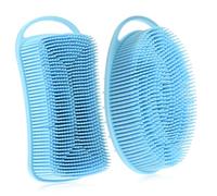 Hohopeti 2 pezzi Spazzola Doccia Corpo in Silicone Esfoliante Morbida e Facile da Usare per Pulizia e Massaggio Corpo Blu con Laccetto Salva Spazio