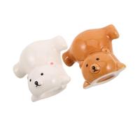 Hohopeti 2 Pezzi Spazzolini con Animali Carini Supporto Bagno con Base Antiscivolo e Drenaggio per Spazzolini e Stuzzicadenti Organizer Decorativo per Spazi e Camerette