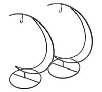 Hohopeti 2 Pezzi Supporto Piante Sospese a Forma di Mezzaluna in Ferro Nero Base Stabile Portavaso Terrario da Tavolo per Piante Aria e Idroponiche Decorazione Balcone e Cortile