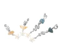 Hohopeti 4 Pezzi Accessori per Chioma Perline in Cristallo Naturale per Dreadlocks da Donna, Anelli e Fermagli a Forma di Serpente in Metallo Regolabili, Decorazione Mistica per Trecce