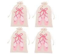 Hohopeti 4 Pezzi Ballet Drawstring Bags Eco Friendly Canvas Portable Dance Shoe Organizer For Ballet Classes And Performances Durable Storage Pouches With Artistic Dance Design