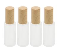 Hohopeti 4 pezzi Bottiglie Spray da Viaggio in Vetro Opaco con Decoro Legno Contenitori Ricaricabili per Profumo e Lozione Design Antigoccia e Resistente per Impiego Quotidiano
