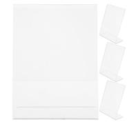 Hohopeti 4 Pezzi Porta Cartelli da Tavolo Trasparente in Acrilico 15X10 CM, Set da 4 Pezzi, Supporto Verticale a Forma di l per Menu, Porta Etichette e Codice Qr, Espositore Stabile per