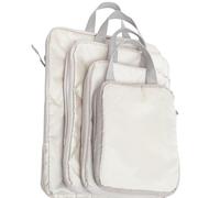 Hohopeti 4 pezzi Sacchetti Organizer da Viaggio Compressione Beige Salvaspazio per Valigie per Trucco Elettronica e Abbigliamento Antirughe e Chiusura con Zip per Viaggi di Lavoro e