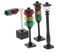 Hohopeti 4 Pezzi Semafori Miniatura per Giocattolo Educativo per Costruzione Paesaggi Urbani Semafori Plastica per Tavolo da Sabbia e Scenari di Traffico Accessori Didattici per Prescolari