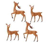 Hohopeti 4 Pezzi Statuette di Cervo in Miniatura in PVC Decorazioni da Tavolo e Topper per Cupcake Figure Animali per Giardino Scrivania e Micro Paesaggi
