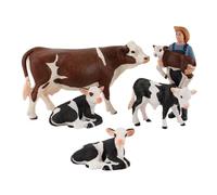 Hohopeti 5 Miniature Cow Figurines Realistic PVC Farm Animals Learning Toy For Educational Play And Home Decor