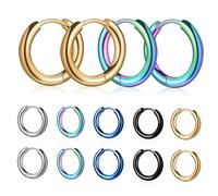 Hohopeti 5 paia Orecchini Cerchio Piccoli in Acciaio Anelli Chiusura Sicura per Uomo Donna Gioielli Leggeri Resistenti per Uso Quotidiano e Regalo