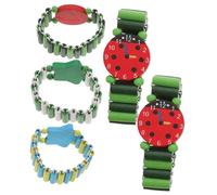 Hohopeti 5 pezzi Orologi Giocattolo in Legno Simulato Colorati per Braccialetti Educativi Divertenti per Ragazzi e Ragazze Giochi Interattivi per Sviluppo Concetto Colore Colore Casuale