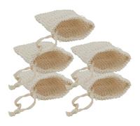 Hohopeti 5 Sacchetti per Sapone in Cotone e Lino con Coulisse, Sacchetti Schiumogeni Esfolianti la Pulizia della Pelle, Accessori da Bagno Riutilizzabili per Doccia e Conservazione