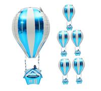 Hohopeti 6 Palloncini Mongolfiera in Alluminio 4d Blu, Decorazione per Feste di Compleanno, Shower e Centrotavola a Tema Viaggio, Set Decorazioni Murali per Eventi Festivi