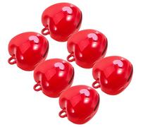 Hohopeti 6 Pezzi Ciondoli a Forma di Cuoricino Rosso con Campanella Gioielli Fai da Te Charm per Collane Lavoretti Sonaglietti Regalo Natale (6 pezzi)