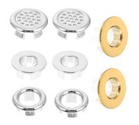 Hohopeti 8 Pezzi Copriwater per Bagno in Rame e Abs, Anelli di Troppo Pieno Rotondi per Lavello Copertura Anticorrosione, Accessori per Lavabo Adatti a Casa, Hotel e Cucina