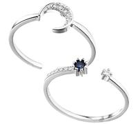 Hohopeti Anello Regolabile Donna 2 Pezzi in Rame Argento, Design Creativo e Aperto, per Uso Quotidiano e Performance Sul Palco