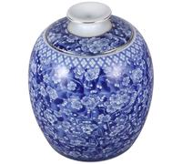 Hohopeti Barattolo da tè in Porcellana Blu e Bianca Coperchio Ermetico Contenitore in Ceramica Multifunzione per Conservazione Ermetica di tè Sfuso e Caramelle Adatto per Uso Domestico e