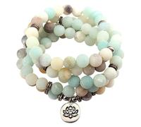 Hohopeti Bracciale Uomo Donna Perle Pietra Naturale Lotus Design Resistente e Leggero Collana con Charm Buddha per Stile Quotidiano e Occasione Casual
