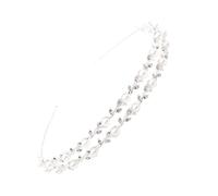 Hohopeti Cerchietto da Sposa Perle e Doppio Strato di Strass, Fascia in Metallo Argentata, Accessorio Chioma Matrimonio per Donne e Ragazze, per Feste e Fotografie Nuziali