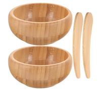 Hohopeti Ciotole per Maschera Viso in Bamboo 2 Pezzi con Coperchio Set Professionale per Miscelare Maschere di Fango Strumenti per Cura della Pelle Fai da Te per Uso Domestico e Saloni