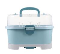 Hohopeti Contenitore Grande per Bottiglie in PP Scolapiatti Drenante Organizer per Accessori Allattamento Portabottiglie Portatile Blu per Ragazzo Ragazza Facile da Pulire e Sicuro