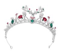 Hohopeti Corona di Natale Strass e Perle Finte Design Barocco Elementi di Corna di Cervo Accessori per Capelli Leggeri e Comodi per Feste e Costumi