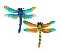 Hohopeti Decorazione da Giardino a Forma di Libellula in Metallo 3D Set da 2 Pezzi Sculture da Parete Resistenti per Esterni e Interni Arte Murale per Patio e Cortile