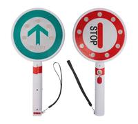 Hohopeti di Stop Lento con Luci Lampeggianti a Led - Pannello Portatile per Il Del Stradale - Bacchetta di Del Rossa E Verde per La Sicurezza Stradale