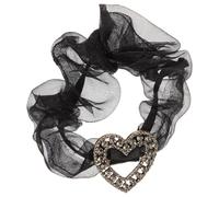 Hohopeti Elastici per Chioma da Donna Strass a Forma di Cuore Scrunchies Morbidi Neri Accessori per Chioma Comodi per Uso Quotidiano e Cerimonie Adatti per Ragazze e Regali