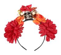 Hohopeti Fascia Capelli Halloween con Fiori Scarlatti e Teschio Cerchietto Leggero e Confortevole per Feste Cosplay e Carnevale Donna Accessorio Party Giorno dei Morti
