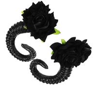 Hohopeti Fermagli Per Capelli Corno di Pecora Gotico, 1 Paio, Plastica Nera, Corno per Capelli, Accessori per Role Play e Halloween
