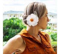 Hohopeti Fermagli per Chioma a Forma di Fiore Hawaiano, Set da 3 Pezzi in Bianco, Rosso e Arancione, Accessori per Chioma da Spiaggia Clip a Tenuta Forte, per Donne e Ragazze, per Feste