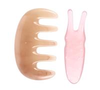 Hohopeti Guasha Board Multifunzionale con Punte Forchetta Y e Pettine Denti per Trattamento Viso e Capelluto Strumento per Stimolazione Sicuro per Assorbimento Profondo Rilassamento Regalo