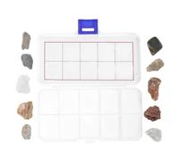 Hohopeti Kit di Geologia con 10 Campioni di Rocce e Minerali Naturali, Set Educativo per Scuola Elementare con Scatola Espositiva e Guida, per Apprendimento Scientifico a Casa