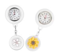 Hohopeti Orologio da Tasca Retrattile Clip per Infermieri, Set 2 Pezzi Colore Giallo Tè e Bianco Ciliegio, Resistente e Pratico per Uso Sanitario e Guardia Infermieristica