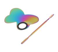 Hohopeti Palette per Trucco a Forma di Farfalla, Tavolozza per Unghie in Acciaio Inox Resistente Spatola, Accessori per Manicure per Nail Art e Miscelazione Colori