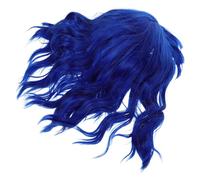 Hohopeti Parrucca Caschetto Corto Riccio per Donna con Frangia Parrucca Sintetica Blu Scuro Capelli Finti con Frangia per Cosplay e Feste
