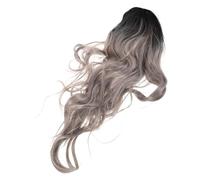 Hohopeti Parrucca Donna Grigia Lunga Ondulata Resistente al Calore con Effetto Sfumato Nero Grigio Capelli Sintetici Naturali per Cosplay Feste e Uso Quotidiano Regolabile e Lavabile