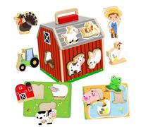 Hohopeti Puzzle in Legno Montessori per Piccoli Gioco Educativo Stalla Agricola Sicuro Dispositivo per Migliorare Cervello e Sviluppare Abilità Cognitive