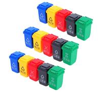 Hohopeti Set 15 Pezzi Mini Cestini della Spazzatura in Plastica con Coperchio Aperto Miniatura per Casa delle Bambole e Raccolta Differenziata Accessori di Scena per Gioco Educativo