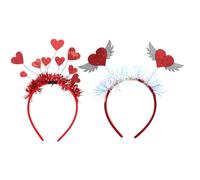 Hohopeti Set 2 Cerchietti per Chioma a Forma di Cuore Rosso Fasce Leggere e Comode per Feste di Carnevale Compleanno e Capodanno Accessori per Chioma da Donna
