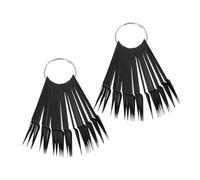 Hohopeti Set 2 Pezzi Colore Nero Ventaglio Plastico 40 Pezzi Tavola Pratica Unghie per Esercitazione e Display Smalti Decorazioni Nail Art