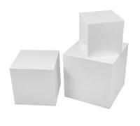 Hohopeti Set 3 Scatole Espositive in Acrilico Bianche, Supporti Cubo Trasparenti Multifunzionali per Esposizione Dolci, Oggetti da Collezione e Uso Ufficio