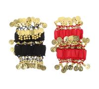 Hohopeti Set 4 Pezzi Cavigliere e Braccialetti per Danza del Ventre Campanelle Musicali, Accessori Regolabili per Spettacoli e Feste di Ballo Femminili, Decorazioni da Ballerina in