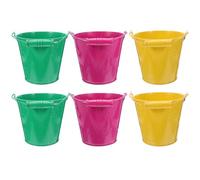 Hohopeti Set 6 Secchielli Giocattolo da Spiaggia in Ferro Manico in Legno Giocattoli per Piccoli Dimensioni Compatte 125X11X9 CM per Giochi All’Aperto e Sabbiera Colori Colore Casuale