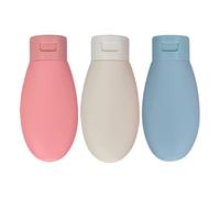 Hohopeti Set da 3 Bottiglie da Viaggio in Silicone da 60 Ml, Distributore di Shampoo e Lozione Portatile a di Perdite, Contenitori Ricaricabili Leggeri per Viaggi e Attività all'Aperto
