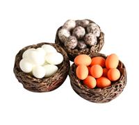 Hohopeti Set da 3 Nidi di Uccelli in Miniatura Uova Decorative in Resina, Micro Decorazioni Pasquali Artigianali per Casa delle Bambole, Addobbi Piccoli per Giardino in Miniatura