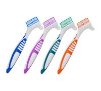 Hohopeti Set da 4 Spazzolini per Protesi Dentaria Manico Grande Antiscivolo, Setole Morbide per Pulizia Delicata di Denti Finti, Strumento Portatile per Igiene Orale Quotidiana