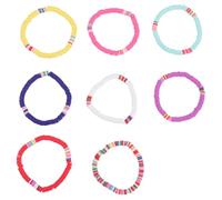 Hohopeti Set di 8 Braccialetti Elastici da Spiaggia Stile Minimalista Resistenti e Delicati sulla Pelle in Pasta Polimerica Colorata la Vita Quotidiana per Donne e Ragazze