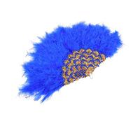 Hohopeti Ventaglio Piume da Sposa Blu per Matrimonio e Spettacoli Fan Portatile Resistente e Flessibile per Party Fotografia e Decorazione Feste