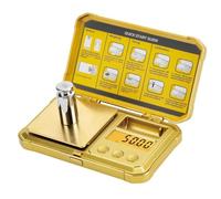 Hohota Bilancia digitale for gioielli 200 g 0,01 g Bilance tascabili con peso di calibrazione 50 g Bilancia intelligente for pesatura professionale(Golden)