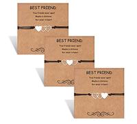 HOHOTANG Braccialetti per migliori amici per 3, braccialetto dell'amicizia con cuore abbinato, trio amici, gioielli di compleanno a lunga distanza, regalo per donne e ragazze, con cuore abbinato in